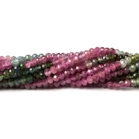 2.5-3mm Multi Color Tourmaline micro faceted rondelle beads 12.5 inch 115 pieces
