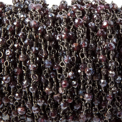 2.5-3mm Mystic Rhodolite Garnet Black Gold Chain by the foot 38 pieces