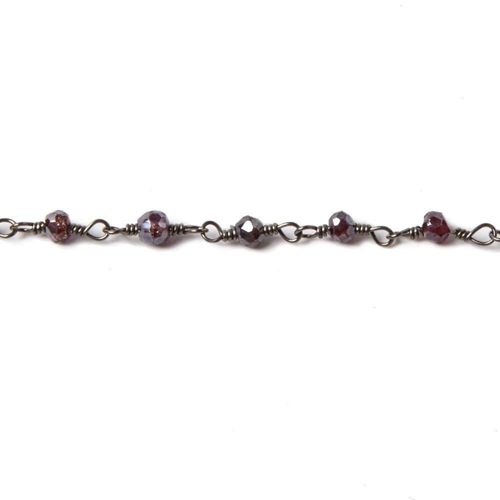 2.5-3mm Mystic Rhodolite Garnet Black Gold Chain by the foot 38 pieces