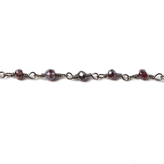 2.5-3mm Mystic Rhodolite Garnet Black Gold Chain by the foot 38 pieces