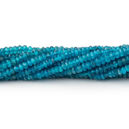 2.5-3mm Neon Blue Apatite Faceted Rondelle Beads 14.25 inch 187 pieces