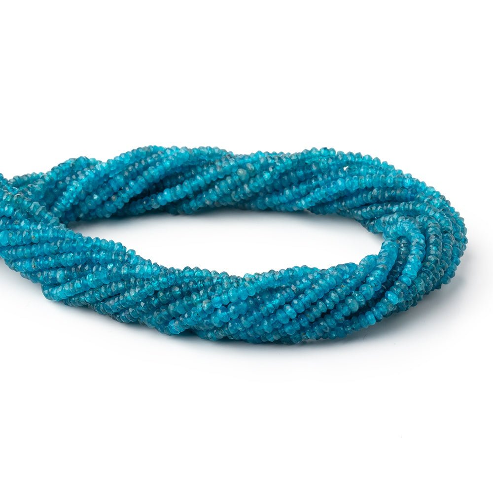 2.5-3mm Neon Blue Apatite Faceted Rondelle Beads 14.25 inch 187 pieces