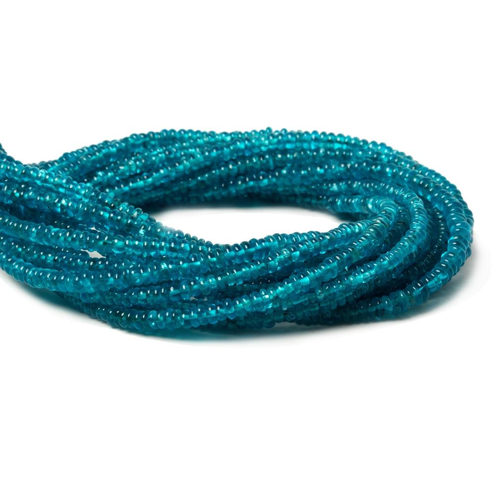 2.7-3mm Neon Blue Apatite plain rondelle 13 inch 249 Beads