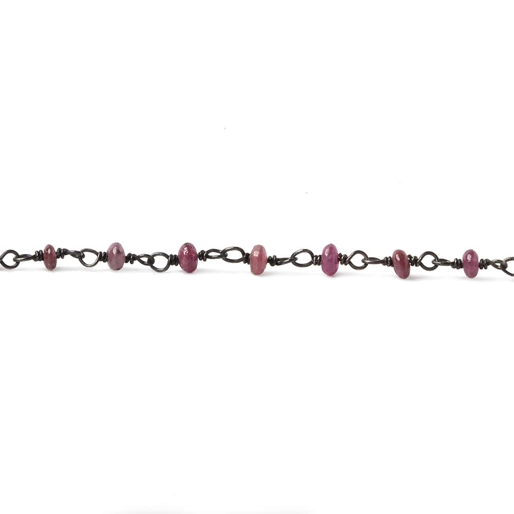 2.5-3mm Ruby plain rondelle Black Gold plated .925 Chain by the foot 48 pieces
