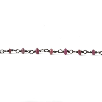 2.5-3mm Ruby plain rondelle Black Gold plated .925 Chain by the foot 48 pieces