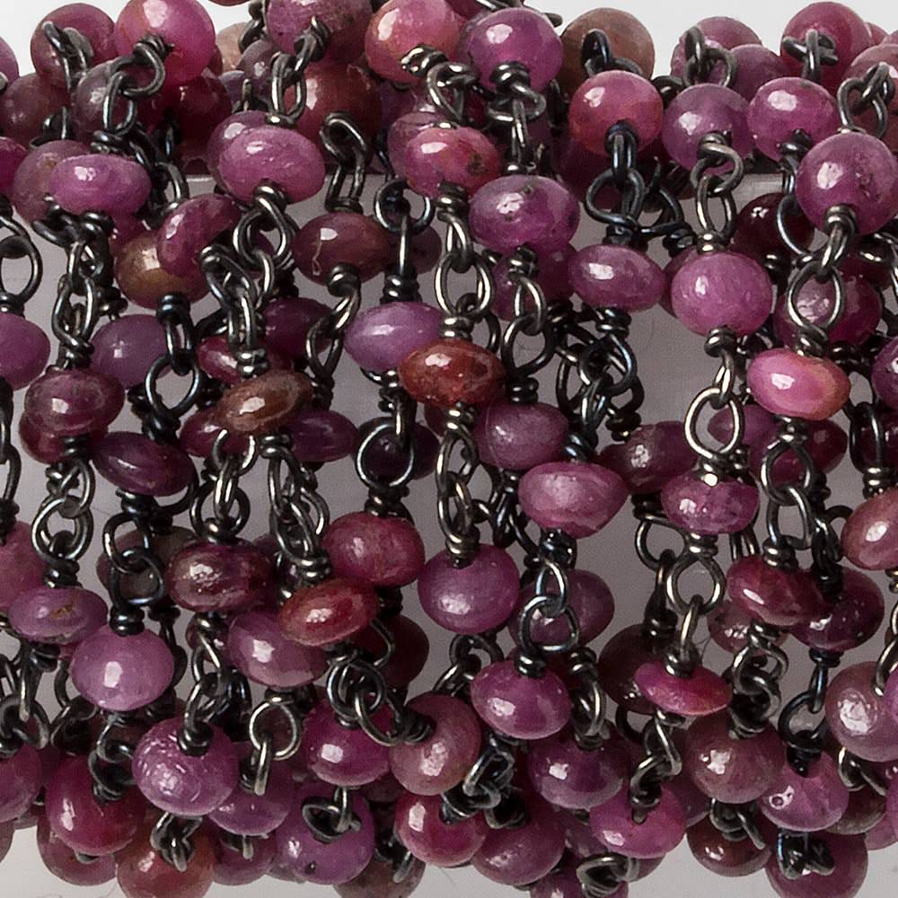 2.5-3mm Ruby plain rondelle Black Gold plated .925 Chain by the foot 48 pieces