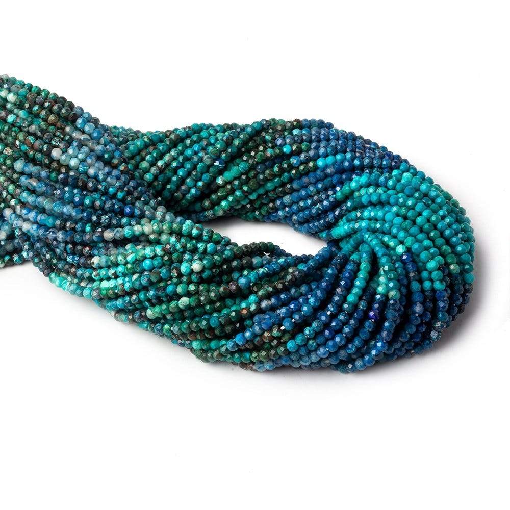 2.5-3mm Shaded Chrysocolla micro faceted rondelle beads 12.5 inch 144 pieces