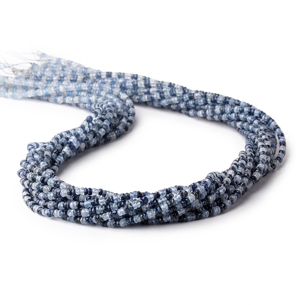 2.5-3mm White & Blue Sapphire Faceted Rondelle Beads 18 inch 233 pieces
