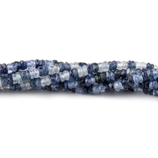 2.5-3mm White & Blue Sapphire Faceted Rondelles 18 inch 233 Beads