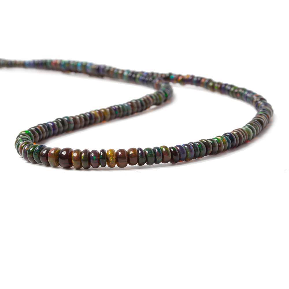 2.5 - 4.5mm Black Ethiopian Opal Plain Rondelle Beads 18 inch 235 pieces