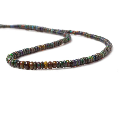 2.5 - 4.5mm Black Ethiopian Opal Plain Rondelle Beads 18 inch 235 pieces