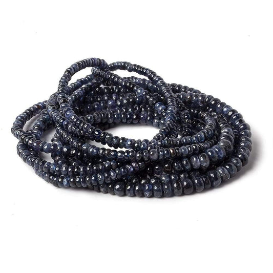 2.5 - 4mm Blue Sapphire Plain Rondelle Beads 18 inch 200 pieces