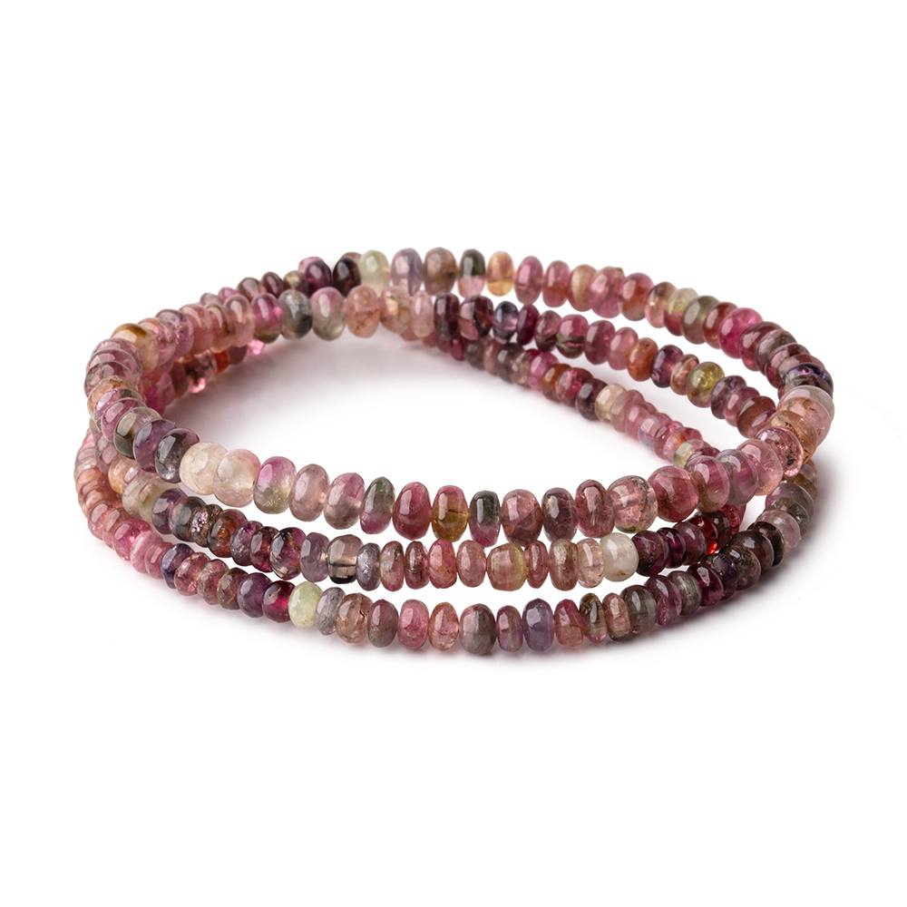 2.5-4mm Multi Color Tourmaline Plain Rondelles 18 inch 220 Beads