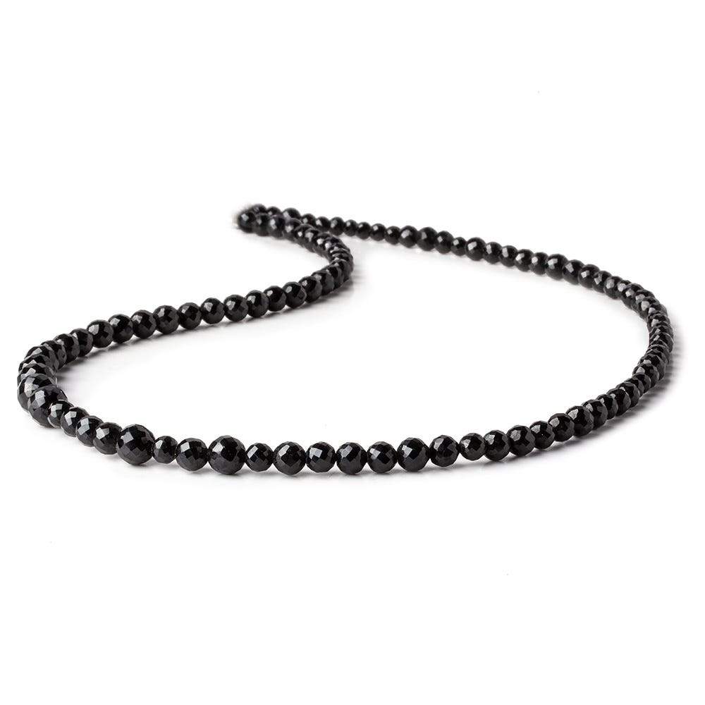 2.5-5.5mm Black Spinel Faceted Rounds 16 inch 95 beads