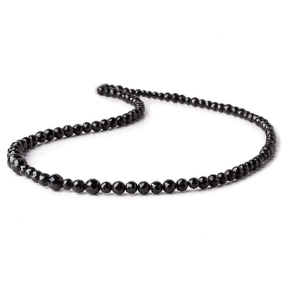 2.5-5.5mm Black Spinel Faceted Rounds 16 inch 95 beads