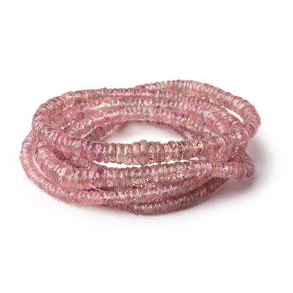2.5-5mm Grapefruit Pink Sapphire Faceted Heishi Beads 17.5 inch 340 pieces AAA