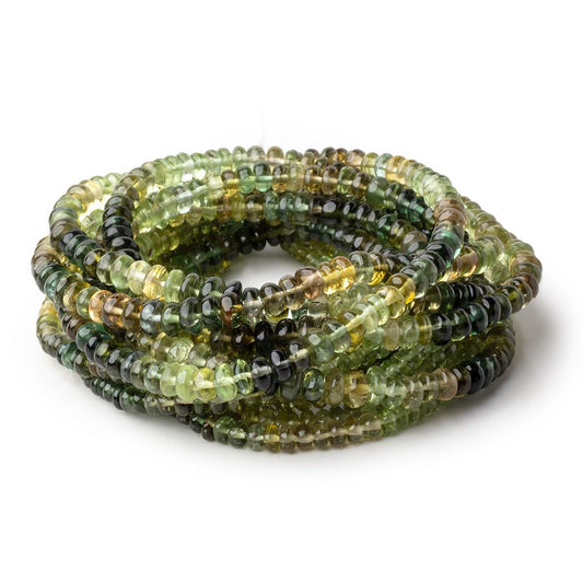 2.5-5mm Shaded Green Tourmaline Plain Rondelle Beads 18 inch 215 pieces AAA