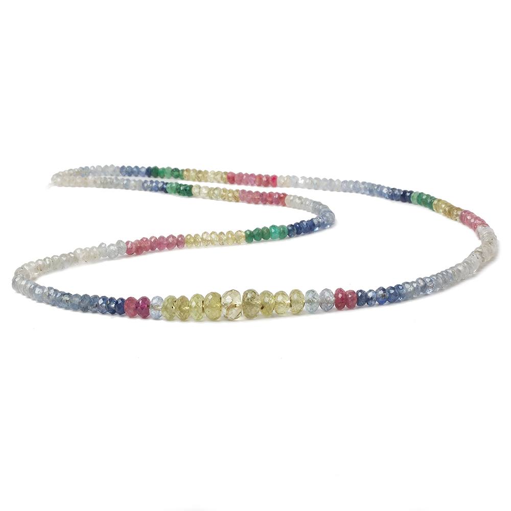 2.5-7mm Multi-gemstone of Ruby, Sapphire, Emerald Faceted Rondelle Beads 22 inch 223 pieces