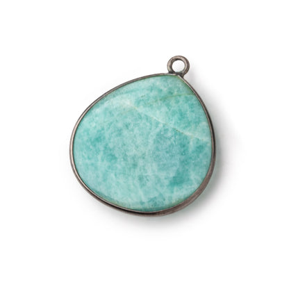 25.5mm Black Gold .925 Bezel Amazonite Plain Heart Pendant 1 Focal Bead