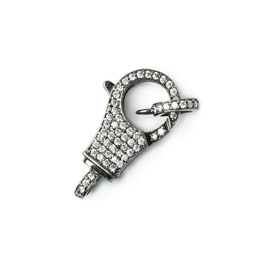 25.5x12mm Black Gold .925 Silver Pave CZ Lobster Clasp with CZ Ring 1 piece