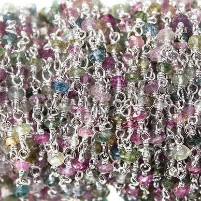 2.5mm Afghani Tourmaline Sterling Silver Chain by the foot