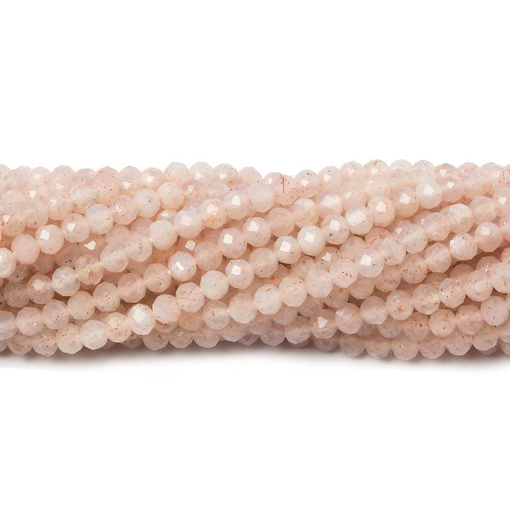 2.5mm Angel Skin Peach Moonstone Micro Faceted rondelles 13 inch 154 beads
