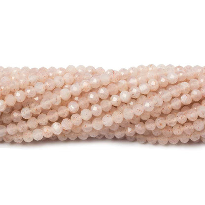 2.5mm Angel Skin Peach Moonstone Micro Faceted rondelles 13 inch 154 beads