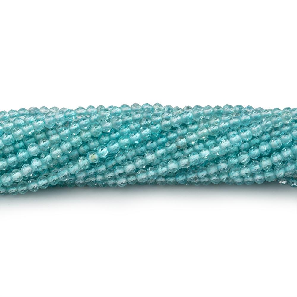 2.5mm Aqua Blue Apatite Micro Faceted Rondelle Beads 12.5 inch 157 pieces AA
