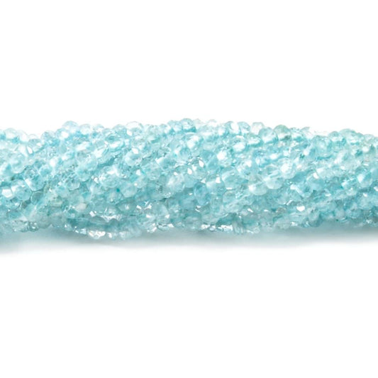 2.5mm Aquamarine faceted rondelle beads 13.5 inches 242 pieces