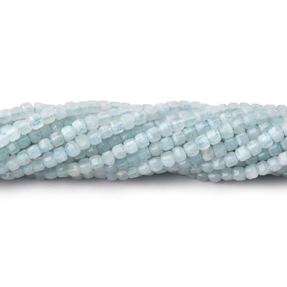 2.5mm Aquamarine Micro Faceted Cube Beads 12.5 inch 126 pieces