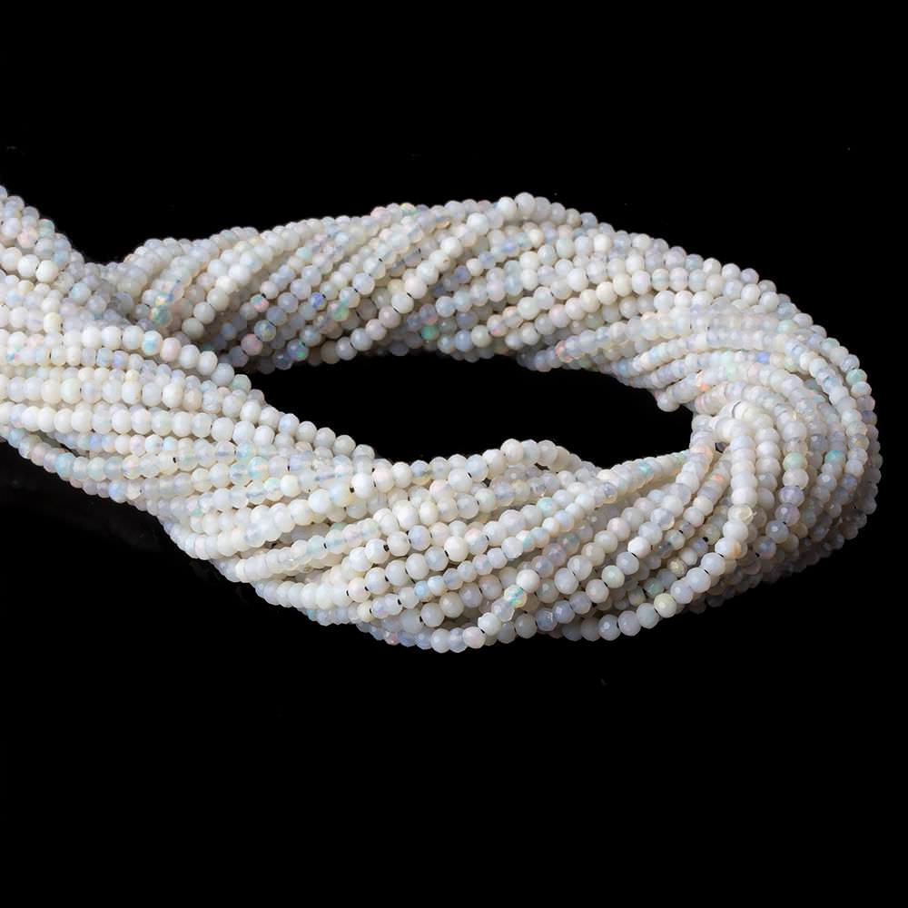 2.5mm Australian Grey Beige Opal micro faceted rondelles 12.5 inch 145 beads