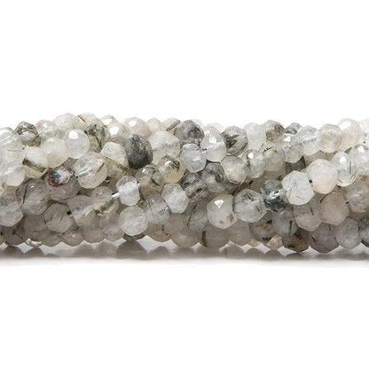2.5mm Black Tourmalinated Quartz Faceted Rondelles 14 inch 179 beads