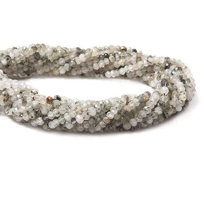 2.5mm Black Tourmalinated Quartz Faceted Rondelles 14 inch 179 beads