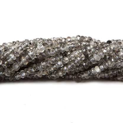 2.5mm Black Tourmalinated Quartz Hand faceted rondelles 14 inch 255 pieces