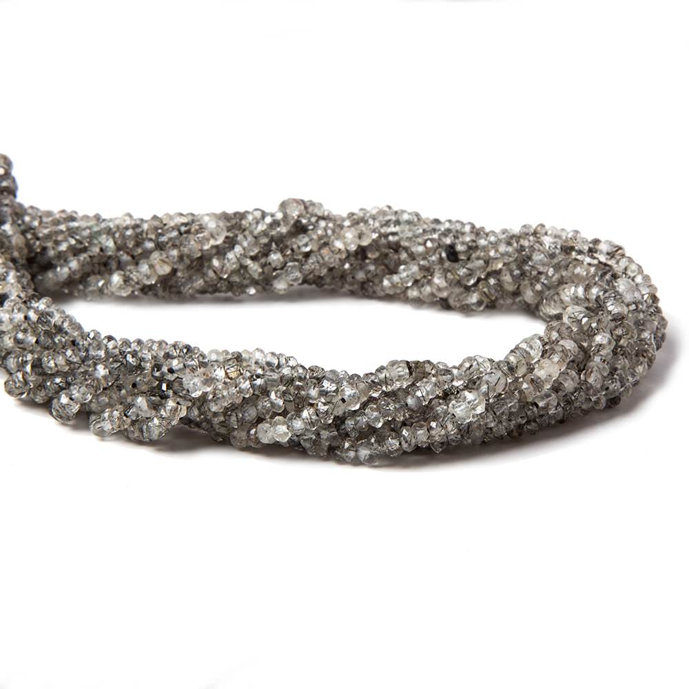 2.5mm Black Tourmalinated Quartz Hand faceted rondelles 14 inch 255 pieces