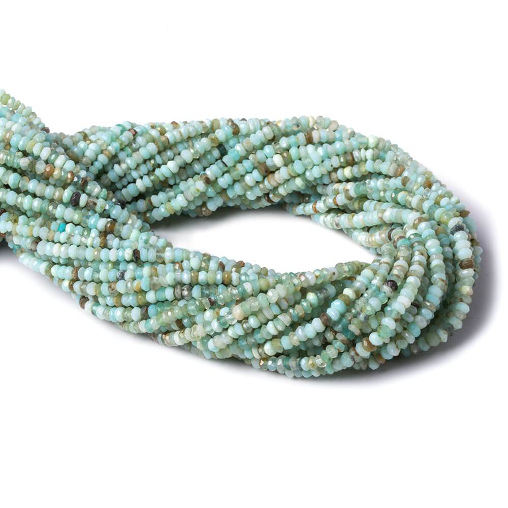 2.5mm Blue Peruvian Opal faceted rondelle beads 13 inch 179 pieces
