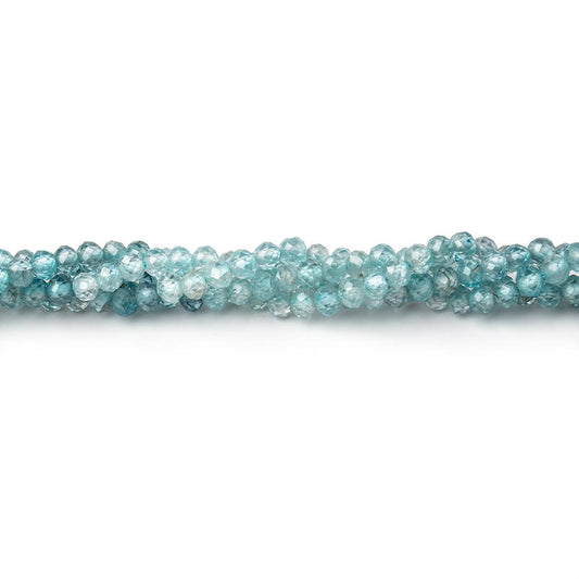 2.5mm Blue Zircon Micro Faceted Rondelle Beads 12.25 inch 150 pieces AA