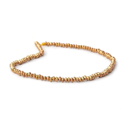 2.5mm Brass Brushed Disc Rondelle Beads 8 inch 126 pieces