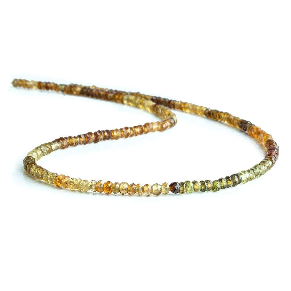 2.5mm Brown Green Tourmaline Faceted Rondelle Beads 13 inch 202 piece