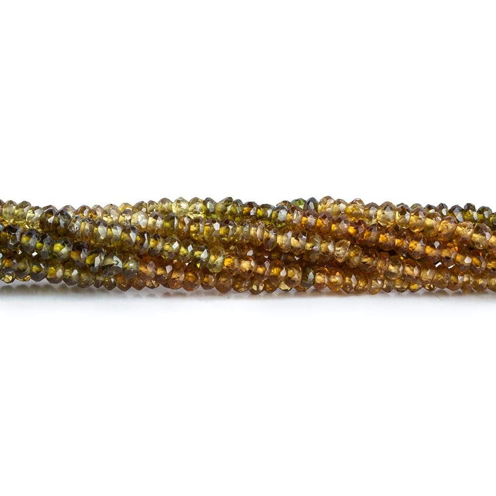 2.5mm Brown Green Tourmaline Faceted Rondelle Beads 13 inch 202 piece