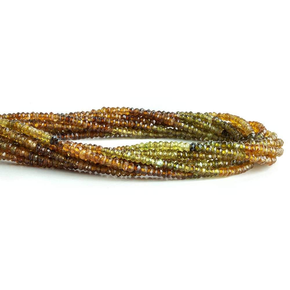2.5mm Brown Green Tourmaline Faceted Rondelle Beads 13 inch 202 piece