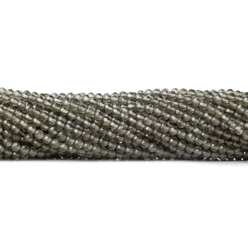 2.5mm Smoky Quartz micro faceted round beads 13 inch 135 pieces