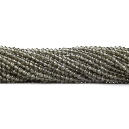 2.5mm Smoky Quartz micro faceted round beads 13 inch 135 pieces