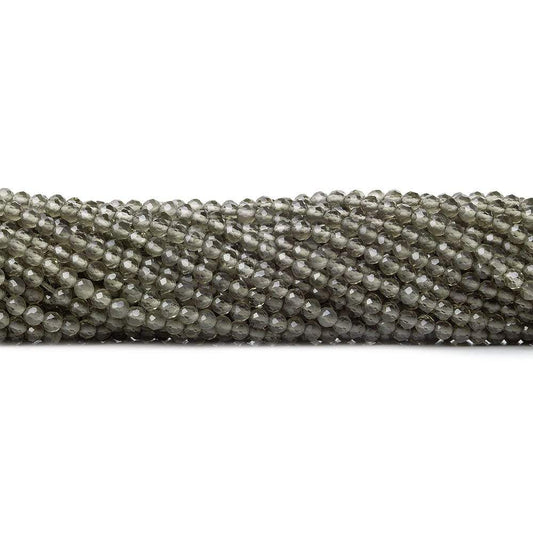 2.5mm Smoky Quartz micro faceted round beads 13 inch 135 pieces