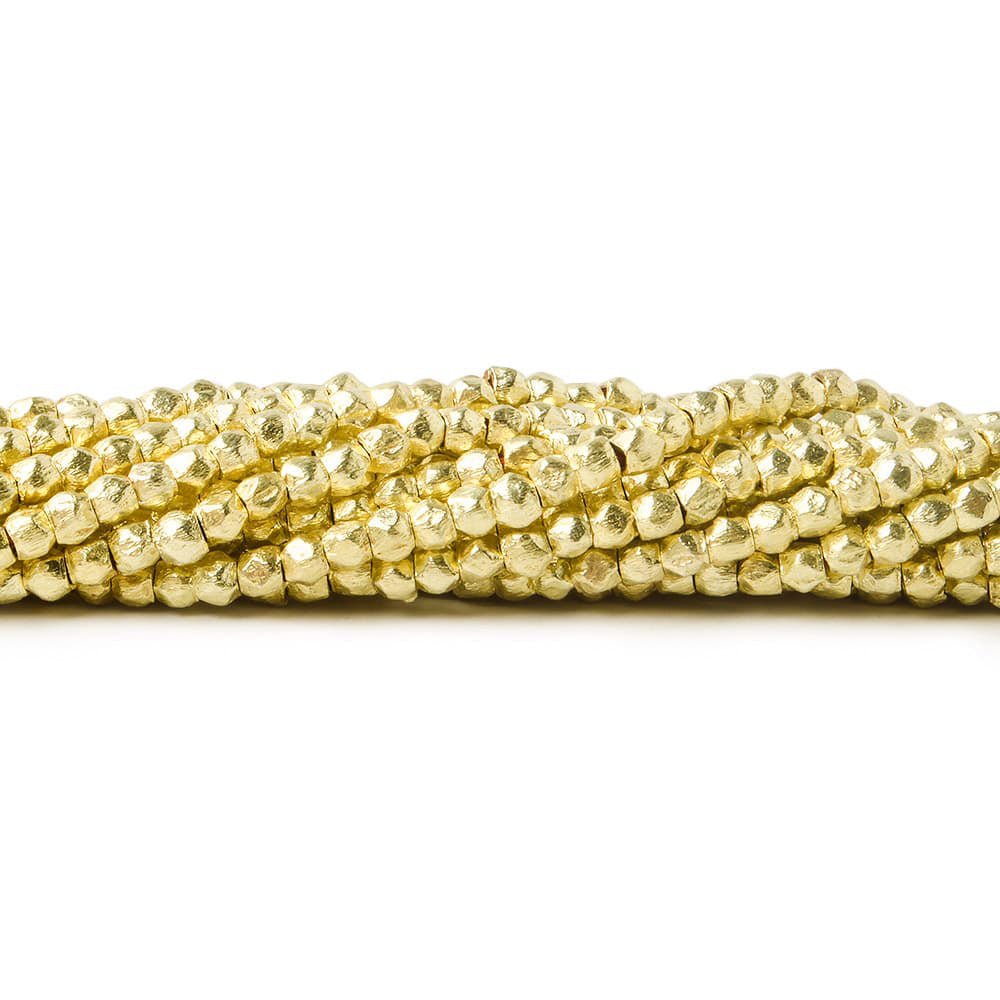 2.5mm Brushed Hand Cut Faceted Nugget Beads