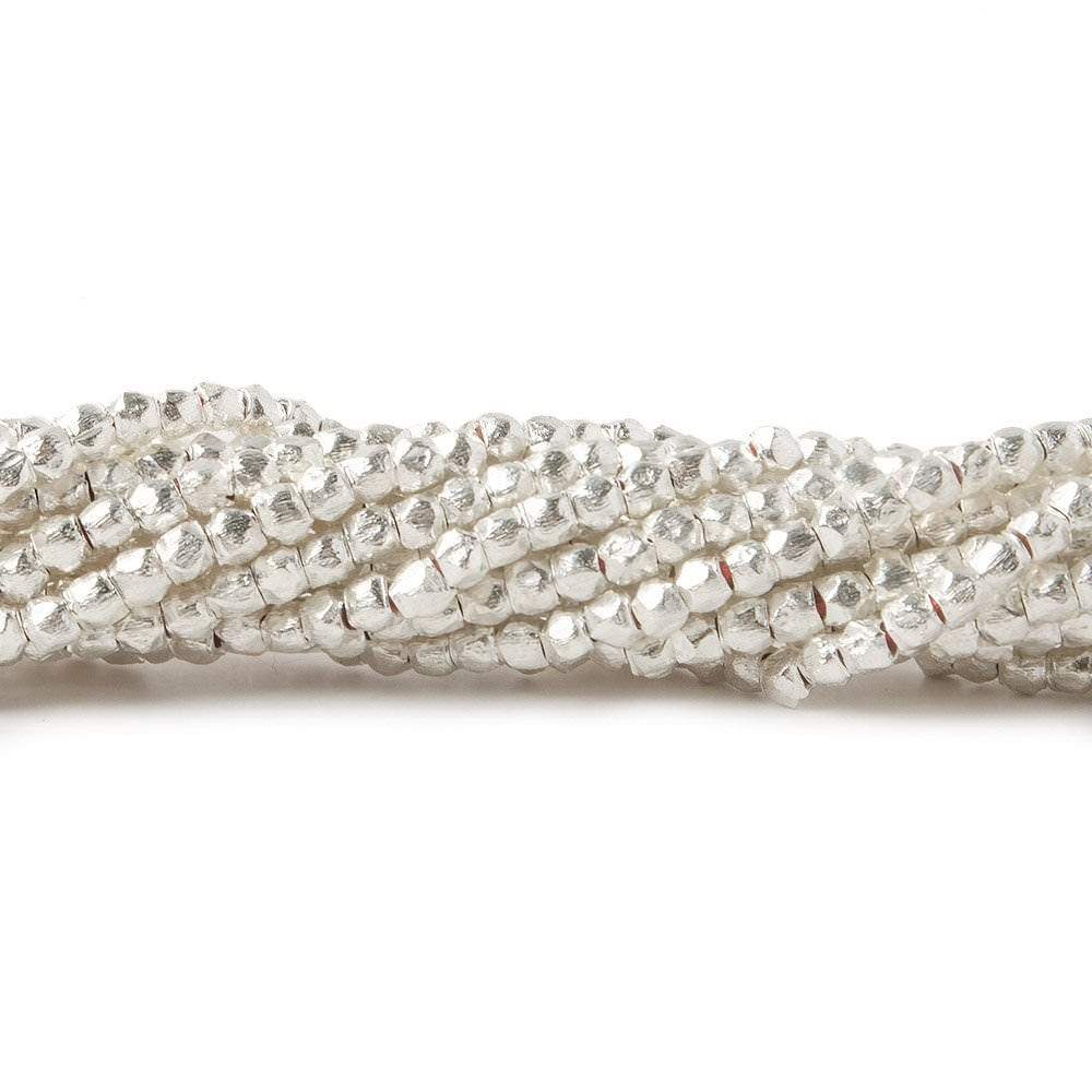 2.5mm Brushed Hand Cut Faceted Nugget Beads