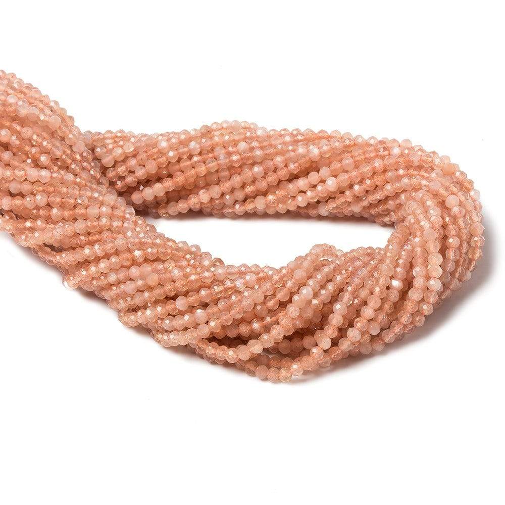 2.5mm Dark Peach Moonstone Micro Faceted rondelles 13 inch 154 beads
