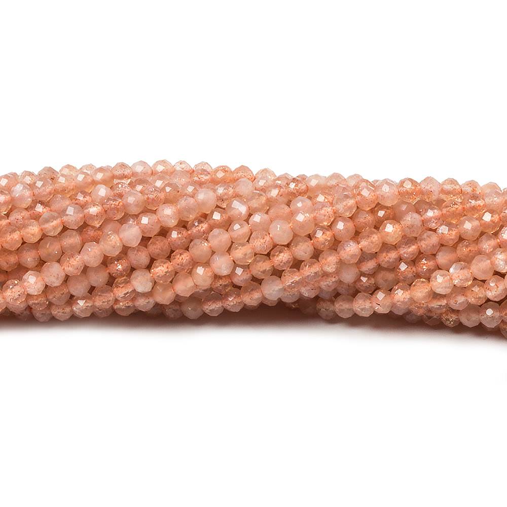 2.5mm Dark Peach Moonstone Micro Faceted rondelles 13 inch 154 beads