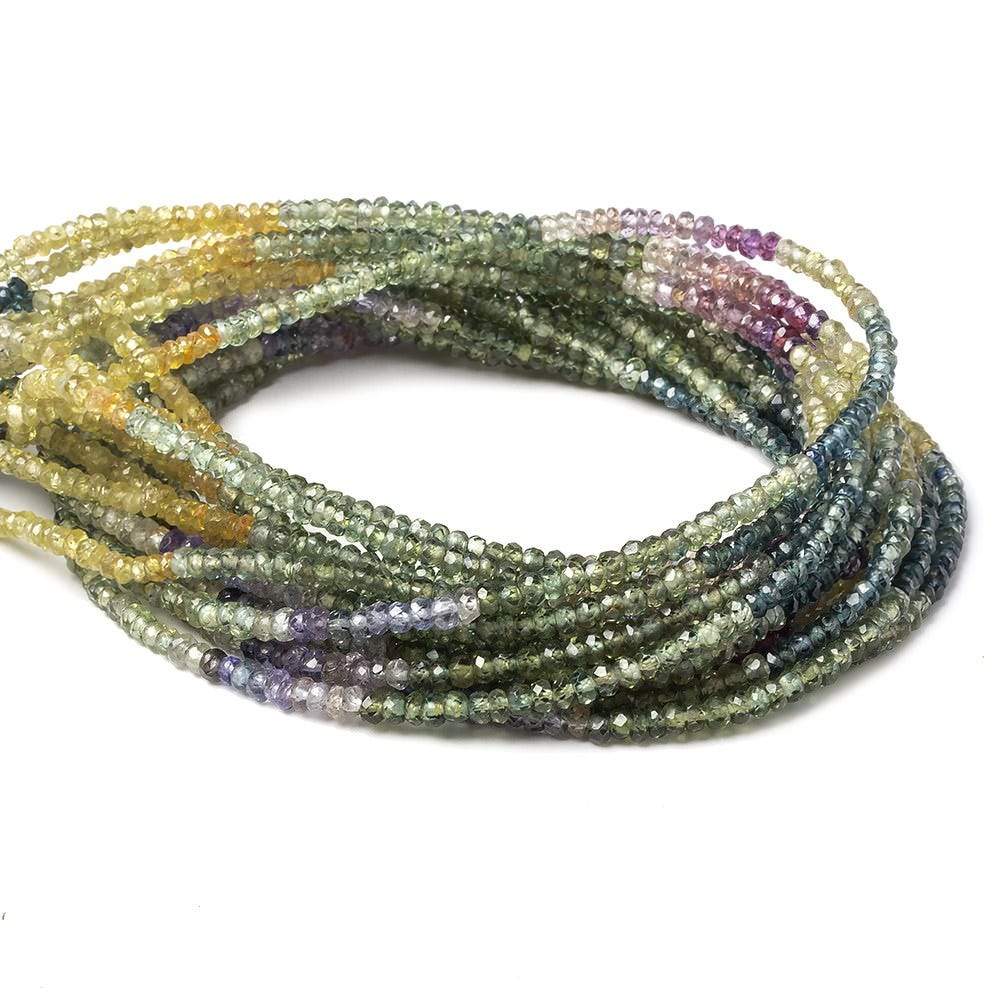2.5mm Fancy Sapphire faceted rondelles 16 inch 258 beads AA Grade