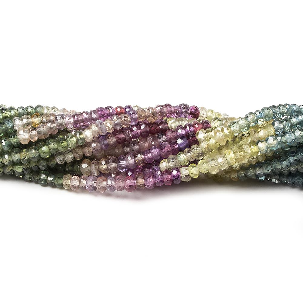 2.5mm Fancy Sapphire faceted rondelles 16 inch 258 beads AA Grade